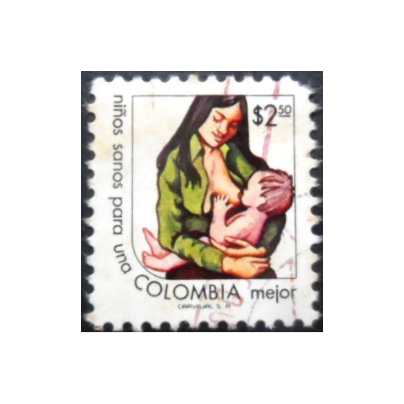 Selo postal da Colômbia de 1978 Infant at the breast