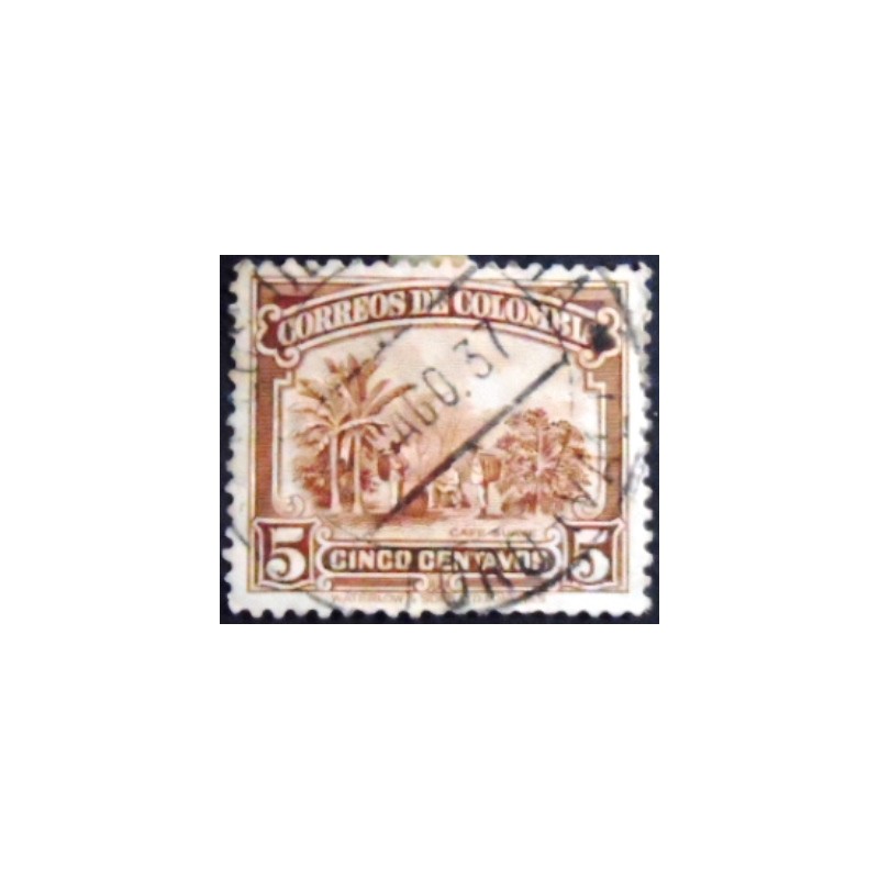 Imagem similar à do selo postal da Colômbia de 1932 Coffee plantation U sev