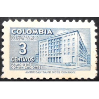 Selo postal da Colômbia de 1948 Communications Building 3