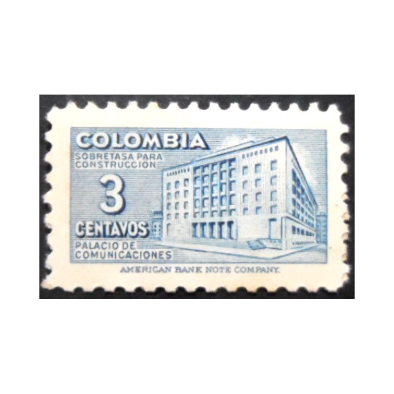 Selo postal da Colômbia de 1948 Communications Building 3