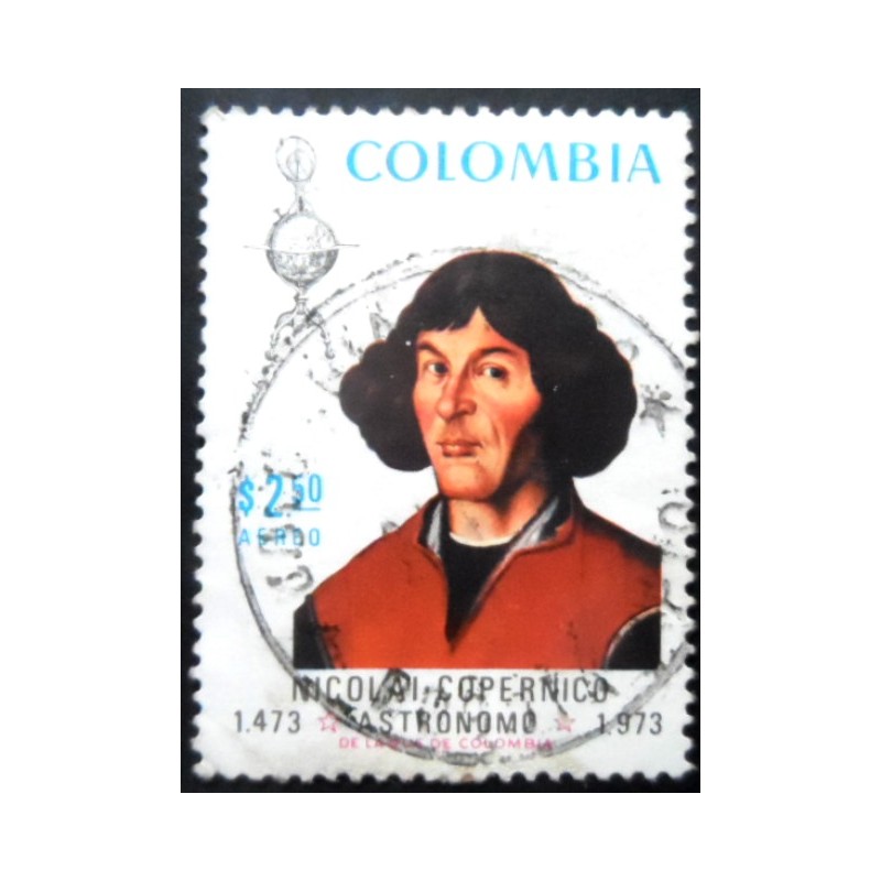 Selo postal da Colômbia de 1959 Nicolaus Copernicus