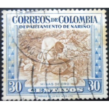 Selo postal da Colômbia de 1956 Gold Mining