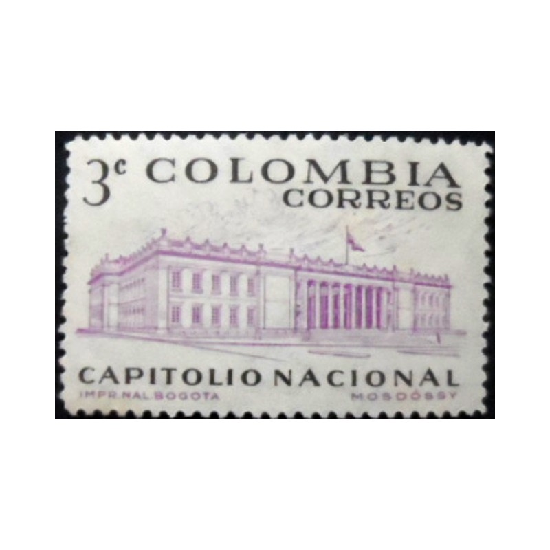 Selo postal da Colômbia de 1959 Capitol Bogota 3 U