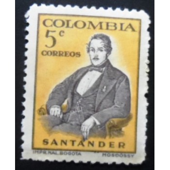 Selo postal da Colômbia de 1959 Francisco de Paula Santander M