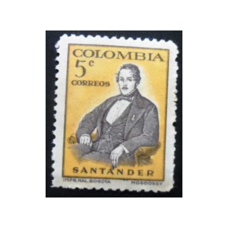 Selo postal da Colômbia de 1959 Francisco de Paula Santander M