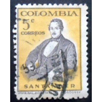 Selo postal da Colômbia de 1959 Francisco de Paula Santander U