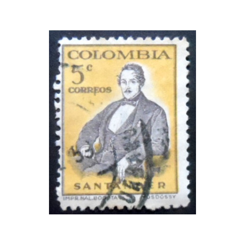 Selo postal da Colômbia de 1959 Francisco de Paula Santander U