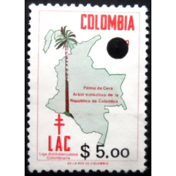Selo postal da Colômbia de 1989 Mapa LAC