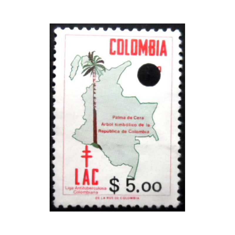 Selo postal da Colômbia de 1989 Mapa LAC