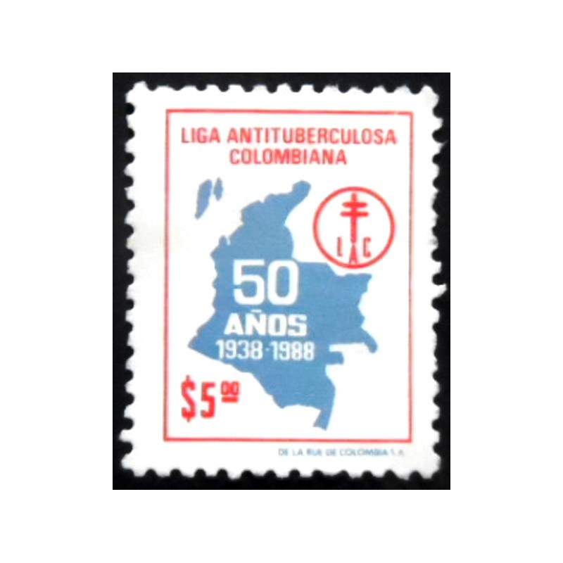 Selo postal da Colômbia de 1988 Anniversary LAC