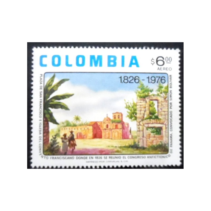 Selo postal da Colômbia de 1976 150th anniversary of Panama Congress