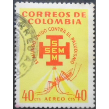 Selo postal da Colômbia de 1962 Anopheles Mosquito