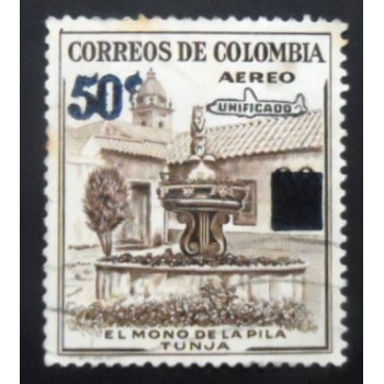 Selo postal da Colômbia de 1959 Mono Fountain