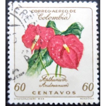 Selo postal da Colômbia de 1962 Anthurium Andreanum 60