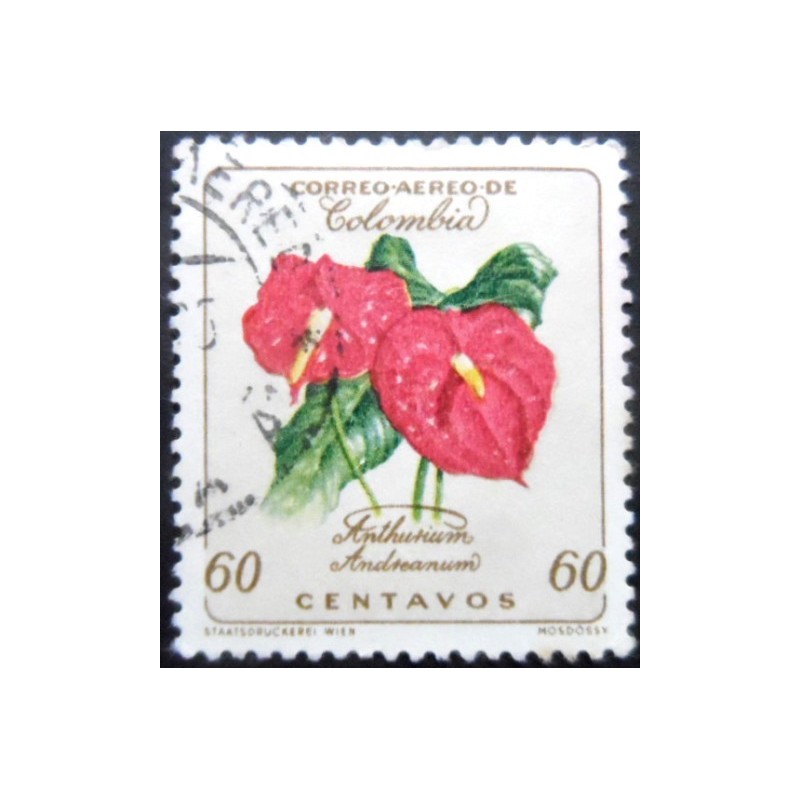 Selo postal da Colômbia de 1962 Anthurium Andreanum 60