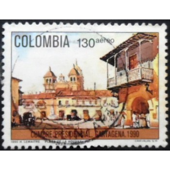 Selo postal da Colômbia de 1983 Customs Square