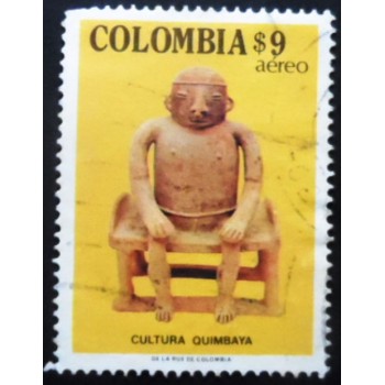 Selo postal da Colômbia de 1981 Seated man on stool