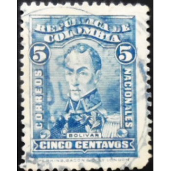 Selo postal da Colômbia de 1917 Simón Bolivar