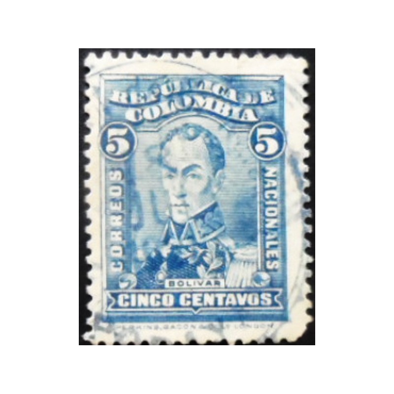 Selo postal da Colômbia de 1917 Simón Bolivar