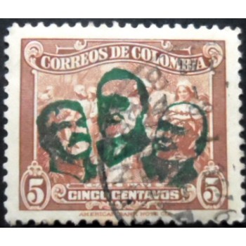 Selo postal da Colômbia de 1945 Coffee Picking Overprinted