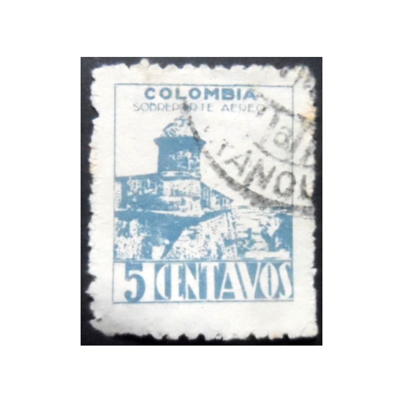 Selo postal da Colômbia de 1945 San Sebastian Fort