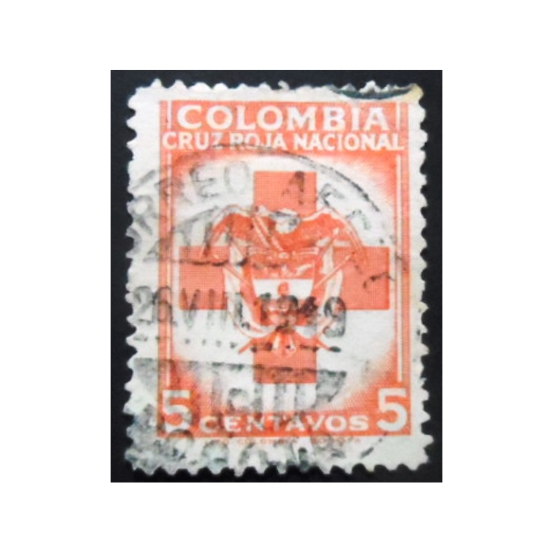 Selo postal da Colômbia de 1948 Red Cross