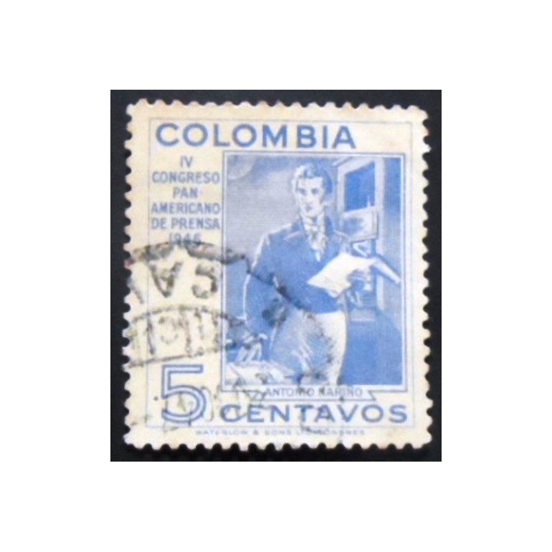 Selo postal da Colômbia de 1947 Antonio Nariño