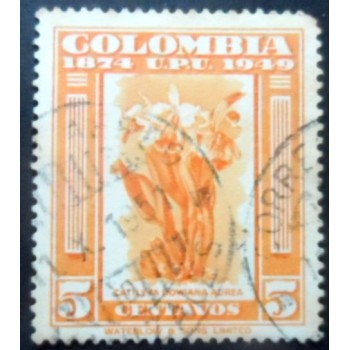 Selo postal da Colômbia de 1950 Cattleya dowiana aurea