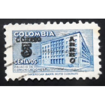 Selo postal da Colômbia de 1953 Communications Building 5