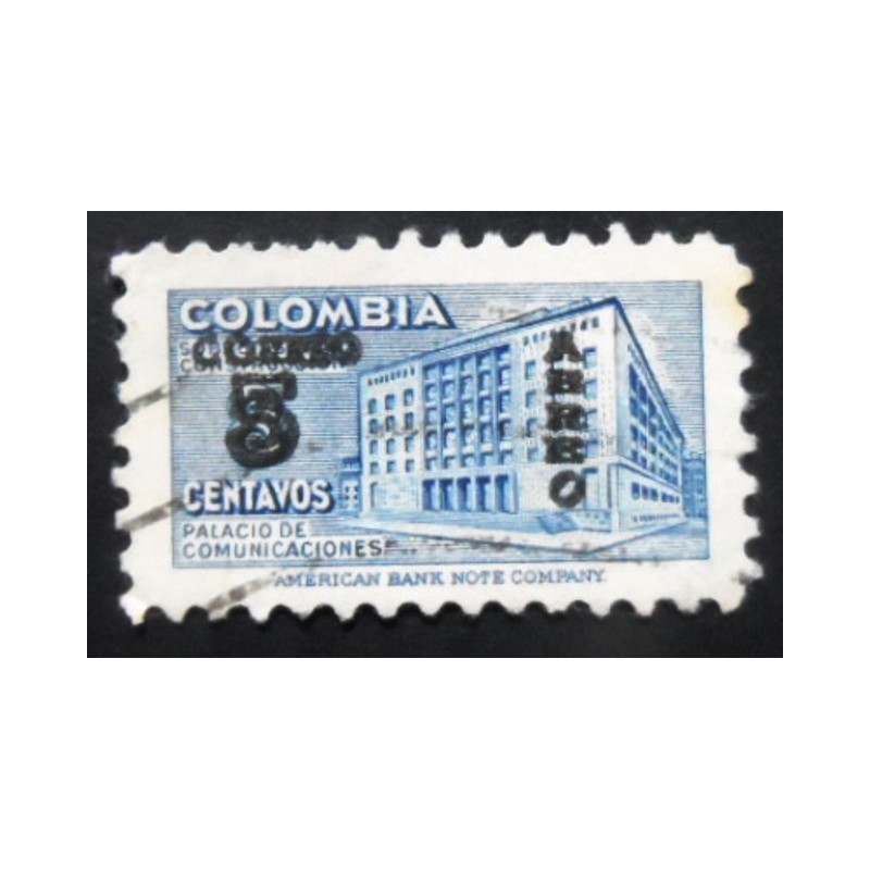 Selo postal da Colômbia de 1953 Communications Building 5