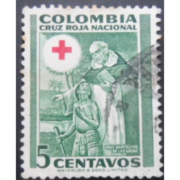 Selo postal da Colômbia de 1953 Friar Bartolomé de las Casas