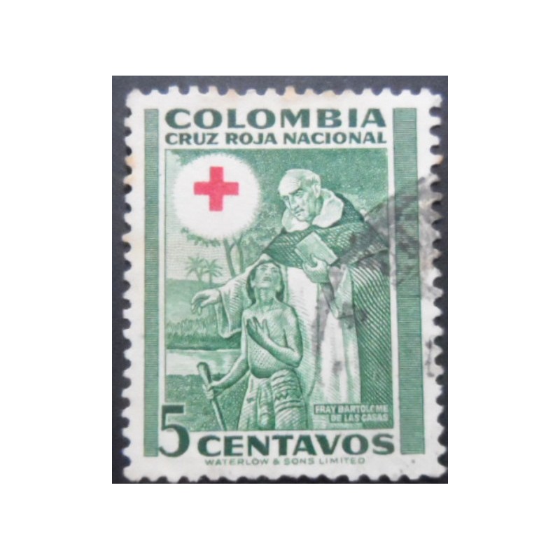 Selo postal da Colômbia de 1953 Friar Bartolomé de las Casas