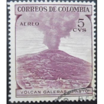 Selo postal da Colômbia de 1954 Galeras Volcano 5