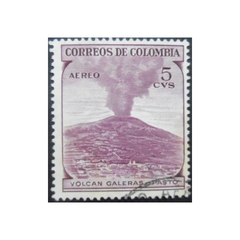 Selo postal da Colômbia de 1954 Galeras Volcano 5