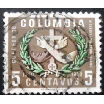 Selo postal da Colômbia de 1954 Symbol of the Franciscans