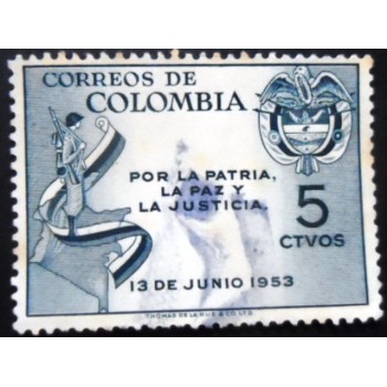 Selo postal da Colômbia de 1954 Gen. Gustavo Rojas Pinilla