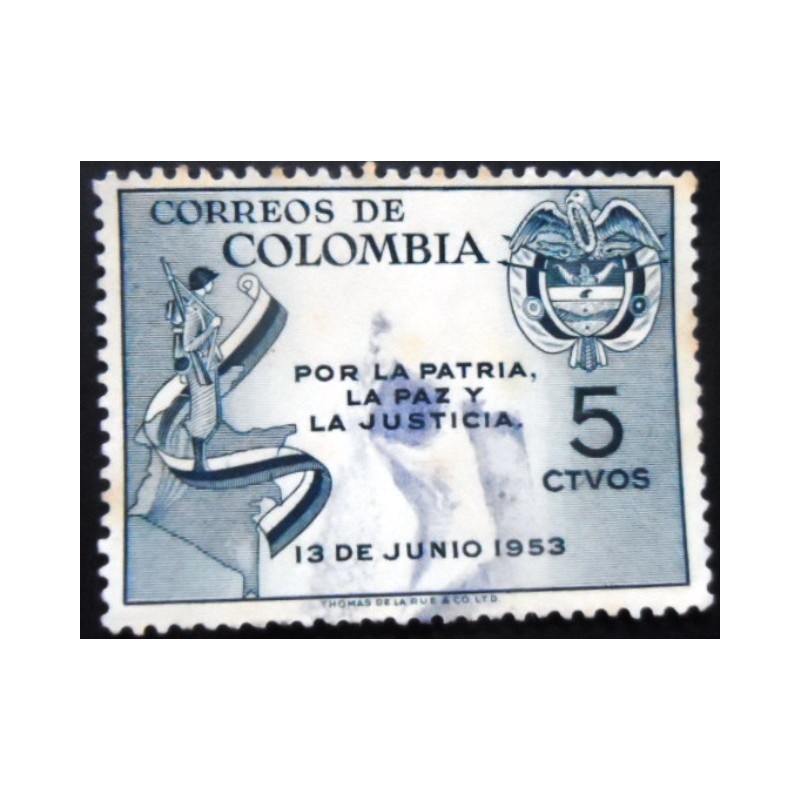 Selo postal da Colômbia de 1954 Gen. Gustavo Rojas Pinilla