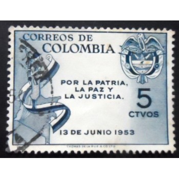 Selo postal da Colômbia de 1954 1954 Gen. Gustavo Rojas Pinilla U