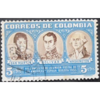 Selo postal da Colômbia de 1955 Postal Union of the Americas and Spain