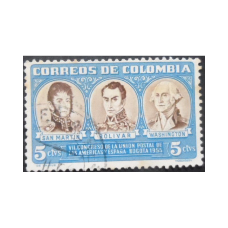 Selo postal da Colômbia de 1955 Postal Union of the Americas and Spain