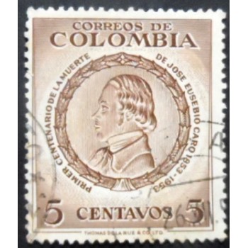 Selo postal da Colômbia de 1955 Jose Eusebio Caro