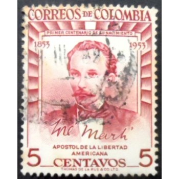 Selo postal da Colômbia de 1955 José Martí