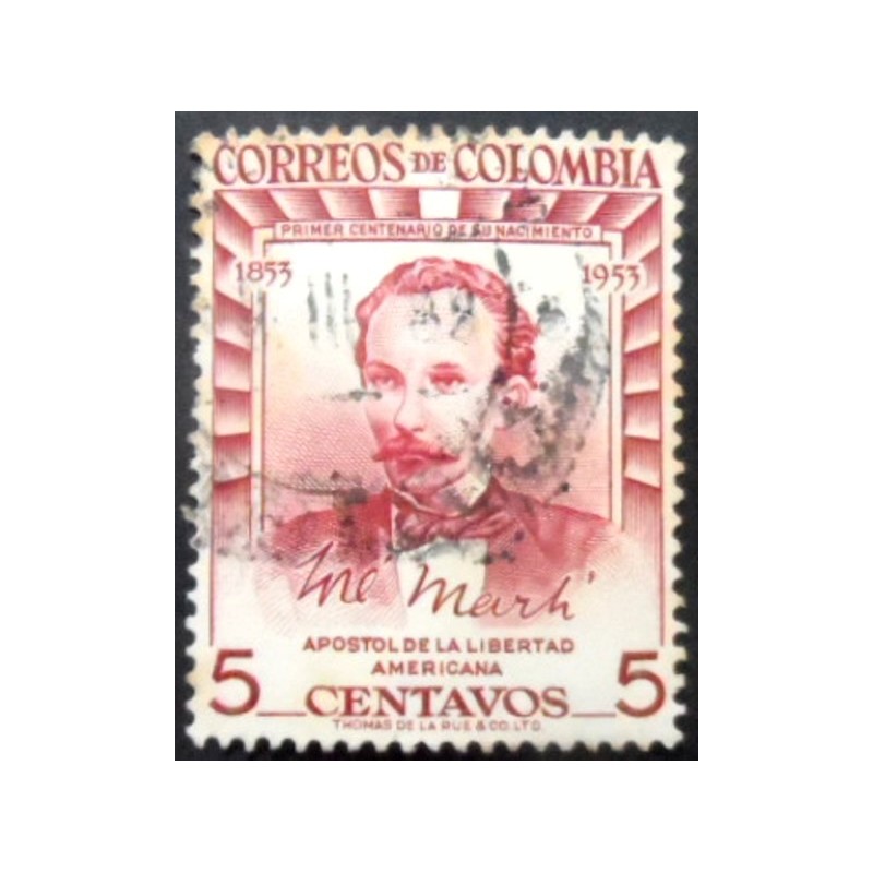 Selo postal da Colômbia de 1955 José Martí