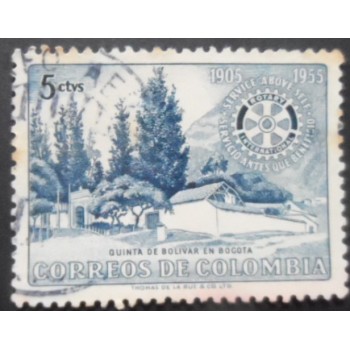 Selo postal da Colômbia de 1955 Bolivar's country house