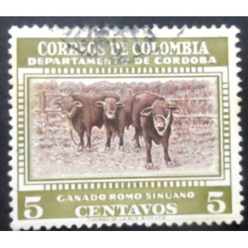 Selo postal do Brasil de 1956 Romo-Sinuano Cattle