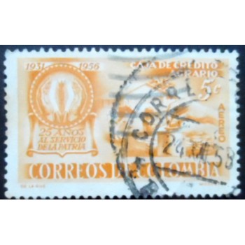 Selo postal da Colômbia de 1957 Emblem and Dairy Farm