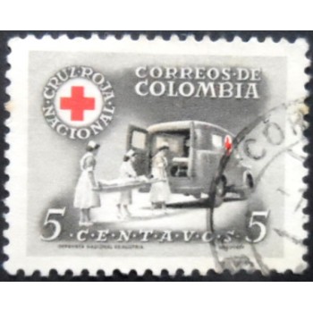 Selo postal da Colômbia de 1958 Nurses and Ambulances