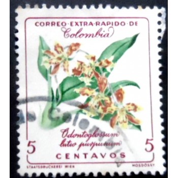 Selo postal da Colômbia de 1960 Odontoglossum luteo purpureum