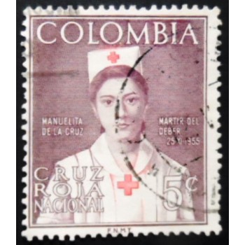 Selo postal da Colômbia de 1961 Manuelita de la Cruz púrpura