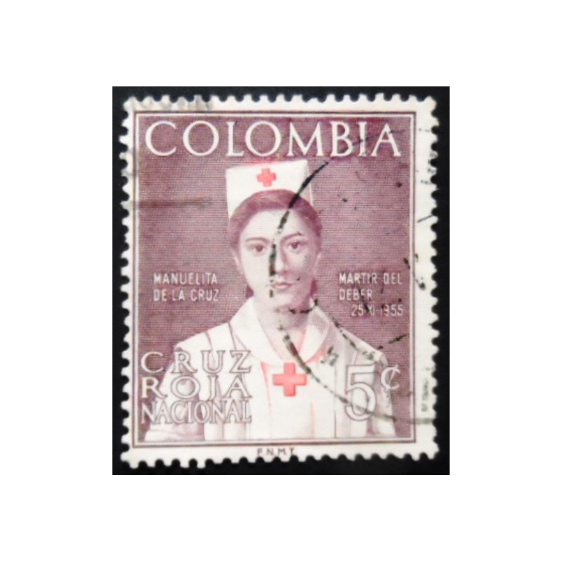 Selo postal da Colômbia de 1961 Manuelita de la Cruz púrpura